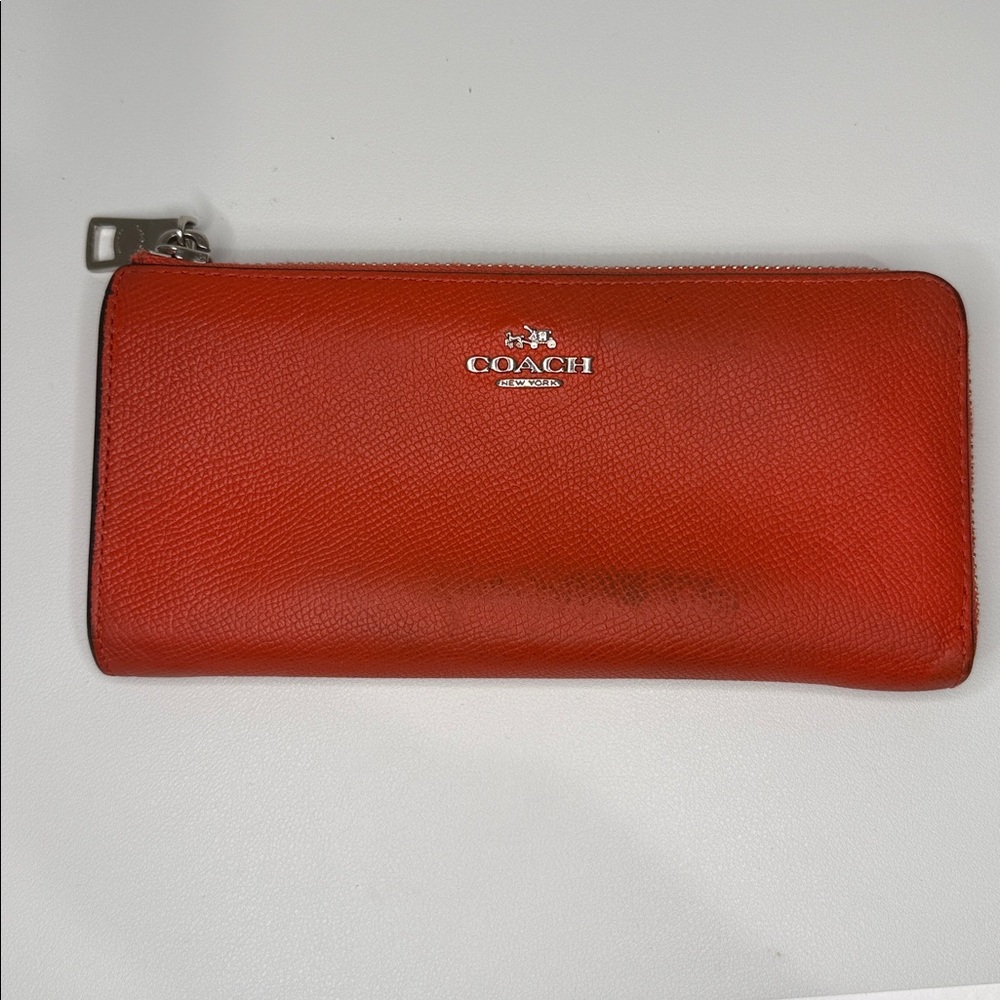 Coach Vibrant Red Leather Zip Wallet